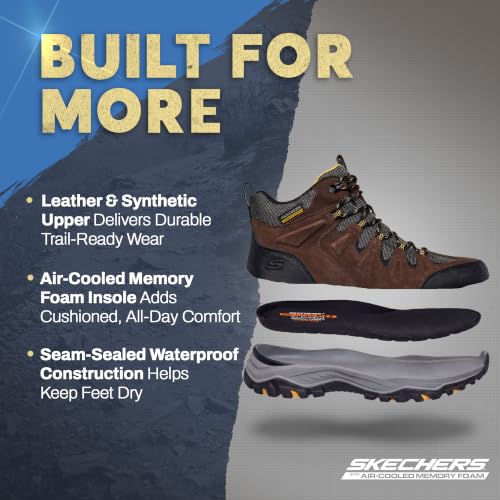 Image of Skechers Men's USA Rickter - Branson Mid Top Waterproof Lace Up Hiker Boot | Hiking, Waterproof, Relaxed Fit, Air-Cooled Memory Foam, Lace-Up
