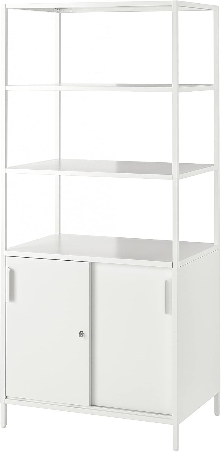 TROTTEN Cabinet with sliding doors, white, 80x55x180 cm