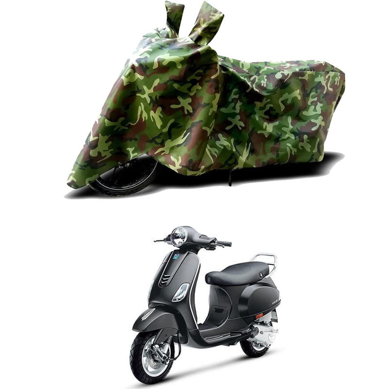 Image of 100% Water Resistant Full Bike Scooty Two Wheeler Body Cover Compatible for Vespa VXL 125 /UV-Rays /Heat Protection /Birds Dropping /Scratchproof /Dust Proof /Waterproof /All Varients[Green MJ]