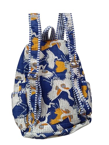 Image of Doraya Cotton Quilted Unisex Backpack Hand Block Floral Printed Design Stylish Eco-Friendly Bag for School, Travel, and Everyday Adventures