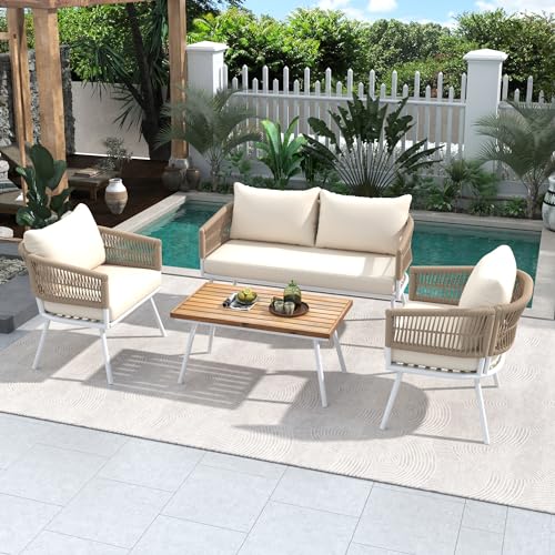 MEETFAV 4-Piece Patio Furniture Set - Outdoor...