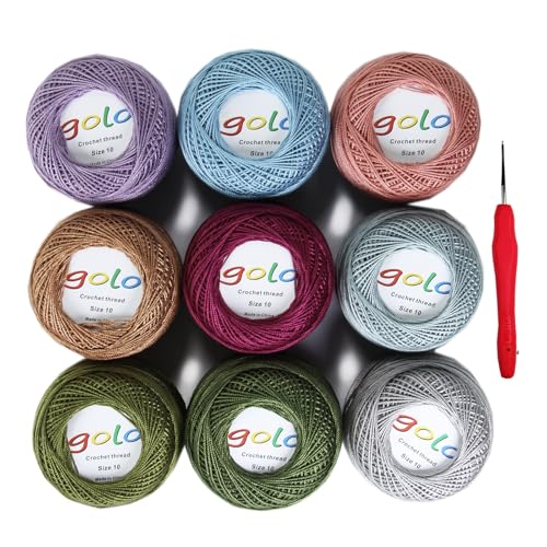 Image of golo Crochet Thread Size 10 Embroidery Thread 10g X 9 Crochet Yarn for Hand Knitting 10-9-7