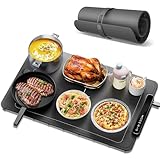 Food Warming Mat, Silicone Electric Warming Tray with 3 Modes Temperature & Fast Heating, Raised Feet Protects Table, Roll Up Buffet Hot Plates Heat Pad, Portable Food Warmer for Parties Home Travel