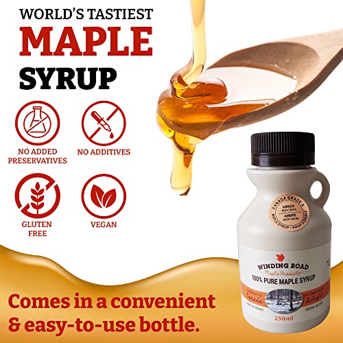 Award Winning 100% Pure Canadian Maple Syrup Grade-A Amber From Elmira Ontario: 4 Generations Locally Harvested & Produced, Vegan, Gluten-Free, No Preservatives, Additives Or Artificial Flavours, Authentic Natural Taste 250Ml #TOP1