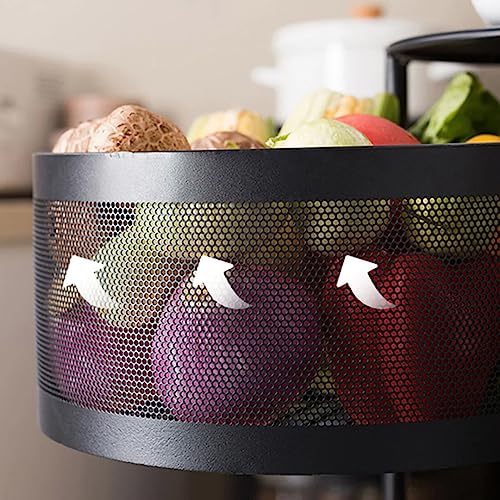 Image of Storage Trolley, Multifunctional Storage Rack, Large Capacity Movable Saving Space for Kitchen Living Room Bar Bathroom 3 Small Baskets, Utility Organizer Cart