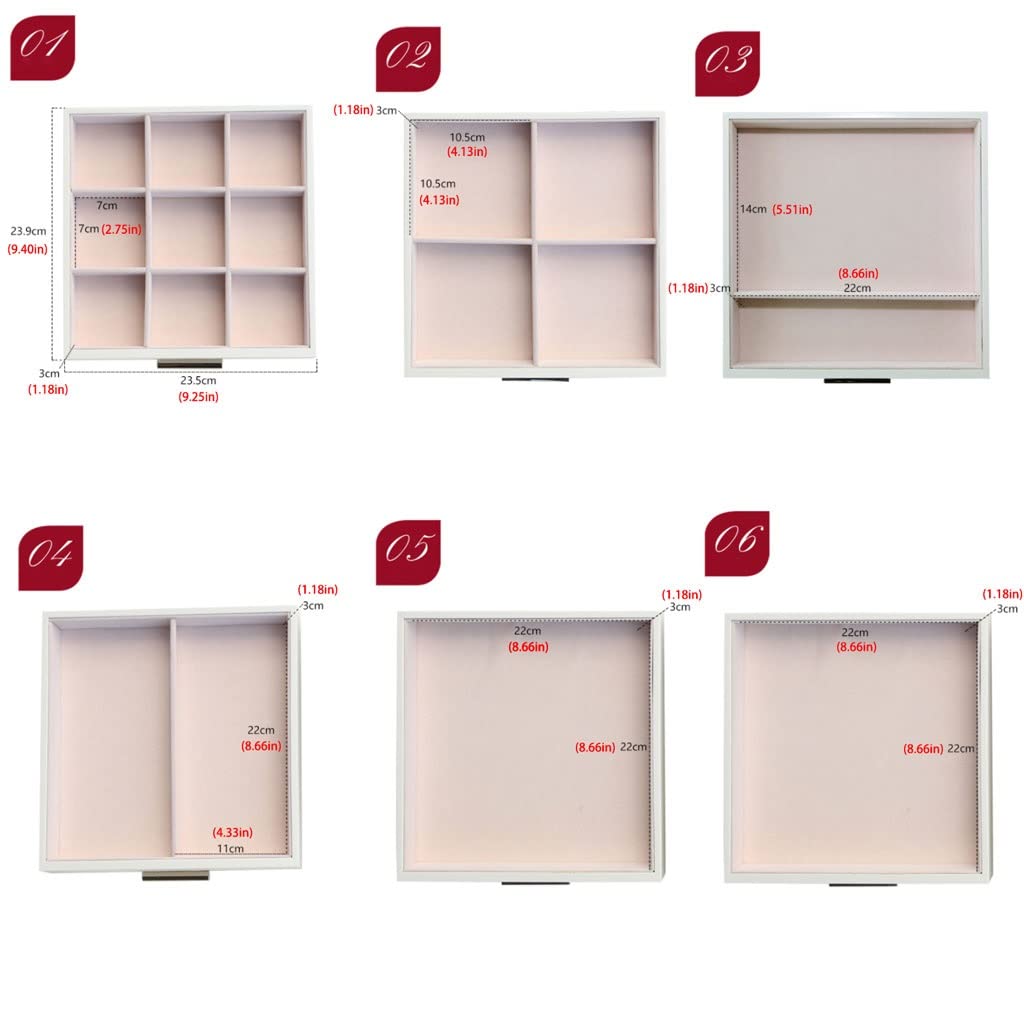 Schmuck-Organizer, Schmuckkästchen, Schmuckschatulle, Aufbewahrungsbox mit 6 Schubladen, Kosmetikbox, Ring, Ohrring, Halskette, Armband, Lippenstift, Uhr, Aufbewahrungsbox, integrierte Beflockung,