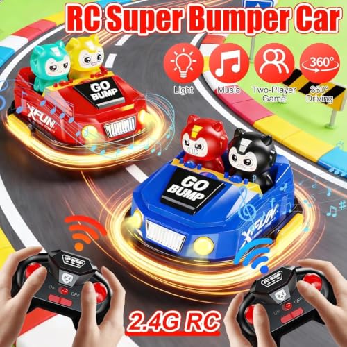 Image of Amitasha Remote Control Bumper Car Toy for Kids, 2-Player Battle Racing Game with Ejectable Drivers, 4-Channel RC Cars, Cool Light & Sound, Rechargeable Battery, Fun Indoor Toys