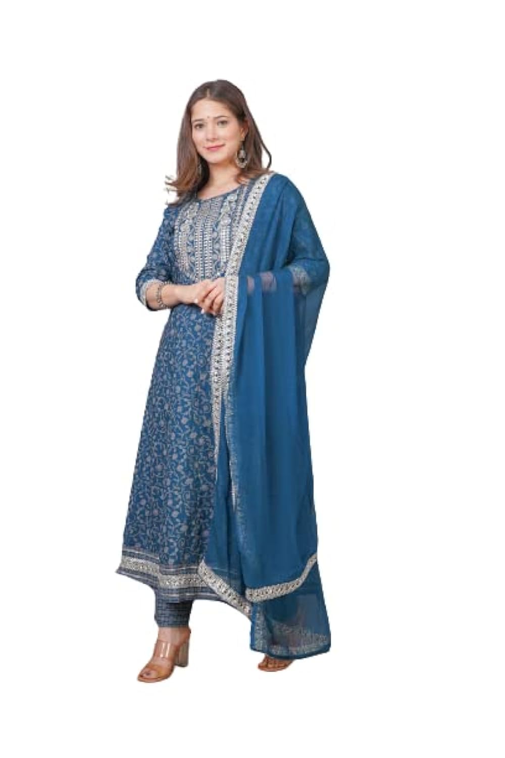 Rangnavi Women Rayon Anarkali Embroidered Printed Kurta Pant And Dupatta Set, X-Large, multicolor (B0BPY5FD7N) Amazon Price History, Amazon Price Tracker