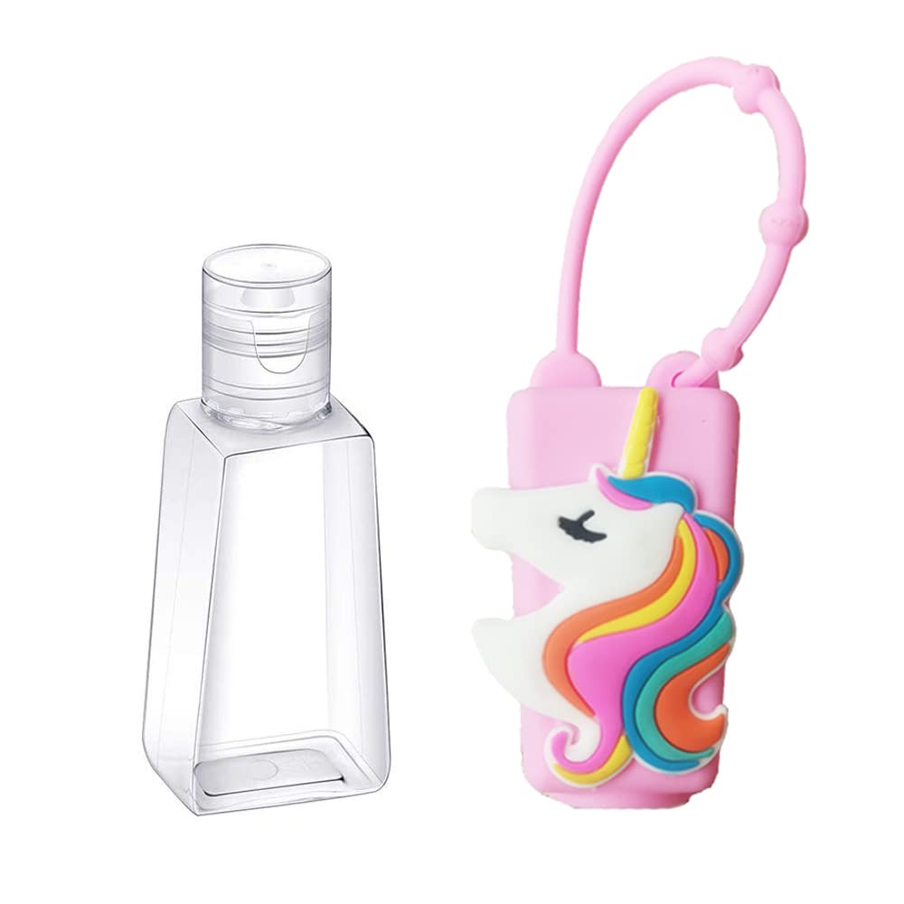 Color Land 4Pcs Unicorn Kids Empty Travel Bottles for toiletries Detachable Hand Sanitizer Holder with Silicone Case Leak Proof Travel Size Cartoon Cute Essentials Toiletries Refillable Containers image 3