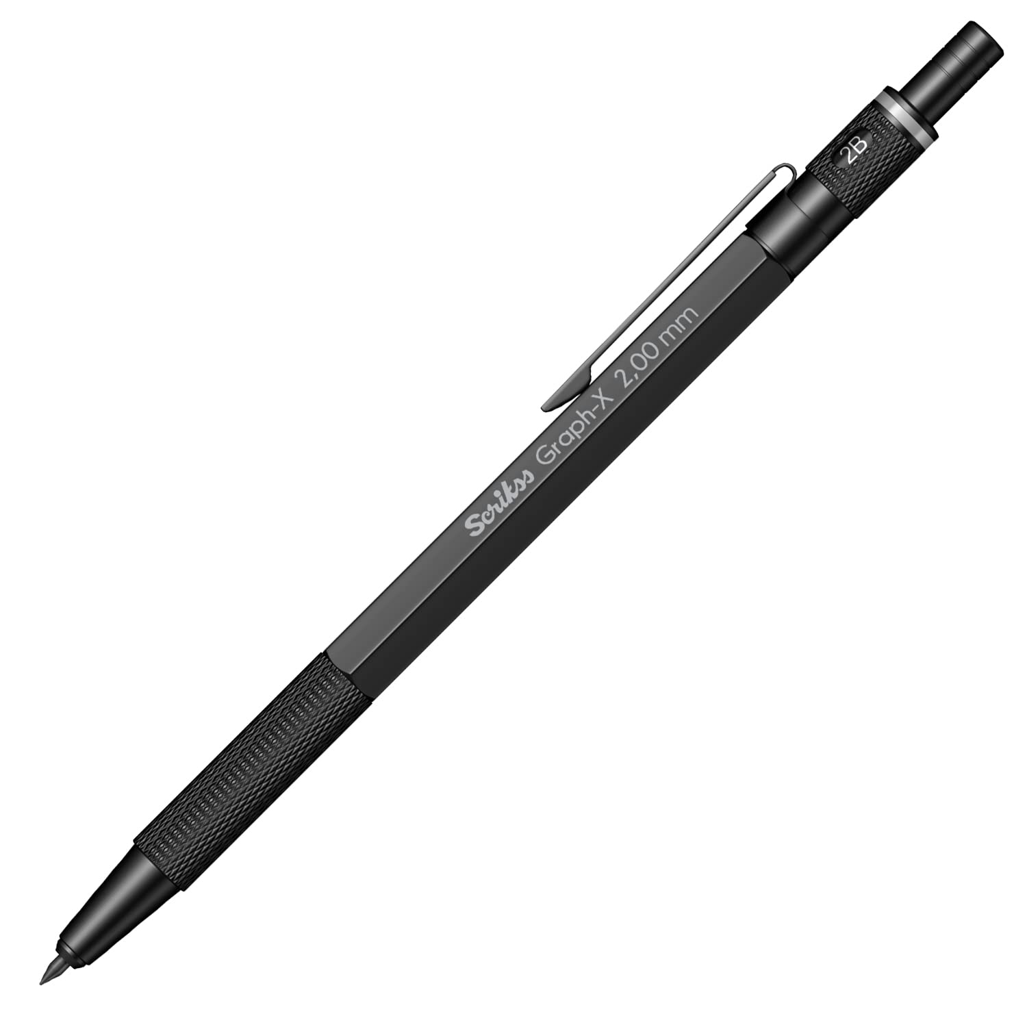Scrikss 2.0mm Mechanical Clutch Lead Pen Pencil Matt Black Brass Body