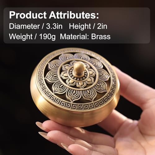 Brass Incense Burner Set, Vintage Incense Holder, Lotus Incense Tray for Cone, Coil and Stick Incense, Zen Meditation Yoga Spa, Healing Relaxing Oriental Censer Gift Set for Home Indoor Decor — view 2