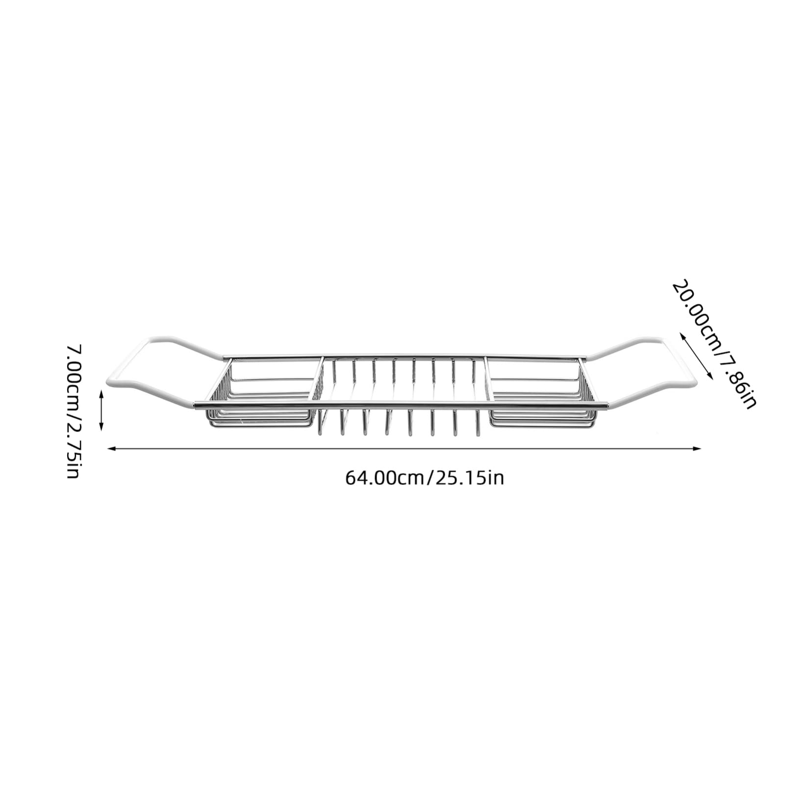 STOBAZA Upgraded Over Bath Tray, Extendable Stainless Steel Bath Shelf with Anti-Slip Design, Adjustable Holder for Phone/Book/Wine Glass, Fits 63-85cm Tubs, Rustproof & Easy Install