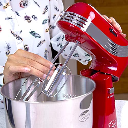 Quest Küchenmaschine Rot / 6 Geschwindigkeiten / 3 Liter / Edelstahlschüssel / Zubehör inbegriffen / Ideal zum Backen – Bild 7