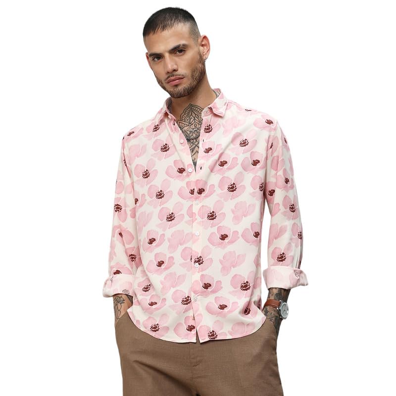 Image of CAHOOT Men's Shirt for Casual Wear |Regular Fit | Cotton Spread Collar Shirt Crafted with Regular Sleeve, Comfort Fit & High-Performance for Everyday Wear