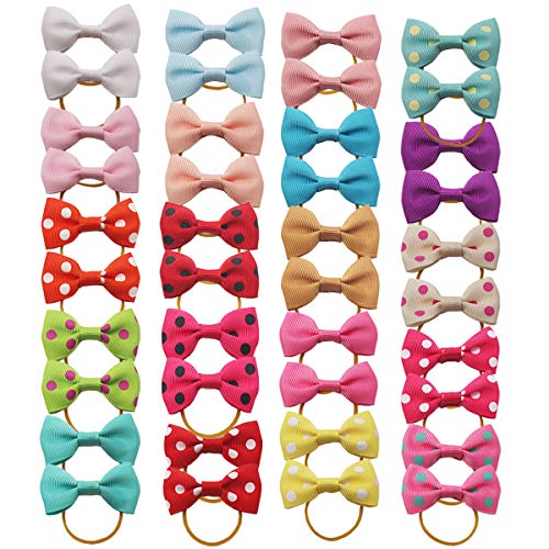 40Pcs/20Pair Dog Hair Bows with Rubber Bands Pet Gromming Products Pet Hair Accessories