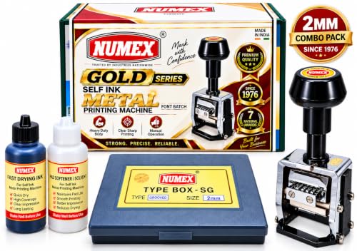 Image of NUMEX 2MM Metal Font Batch Printing Stamp | Heavy Duty Manual Coding Stamp | Prints Batch No., MFG Date, EXP Date & MRP | for Pouches, Bags, Labels & Craft Use | Made in India