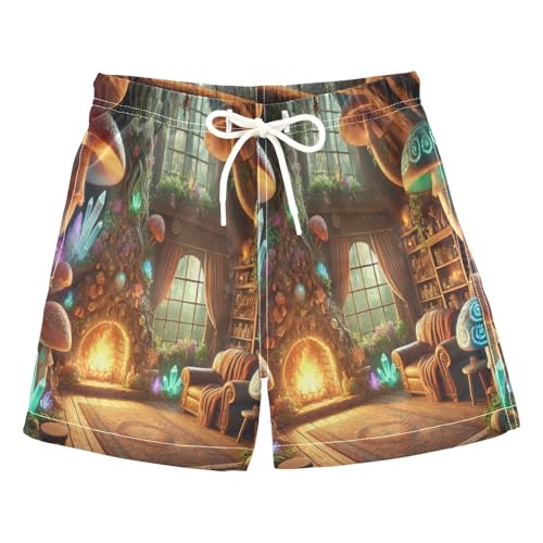Fantasy Mushroom Bright Boys Swim Trunks Quick Dry Toddler Swimsuit Boy Swimwear Bathing Suits Board Shorts 3T Multi