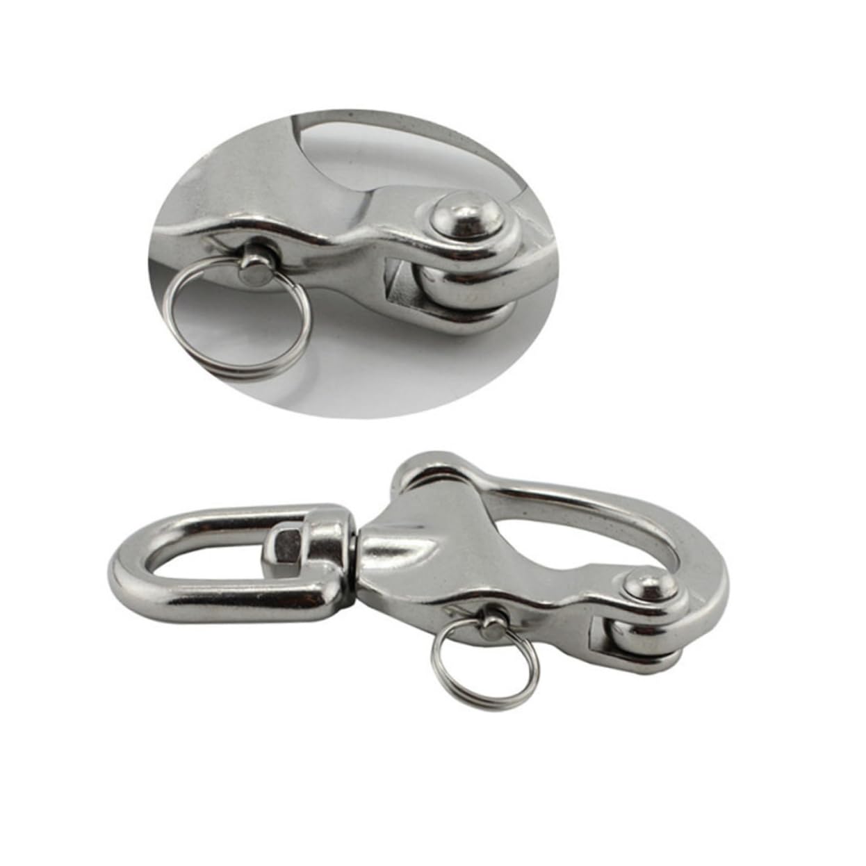 OSOLADY Heavy Duty Swivel Eye Snap Shackle Stainless Steel d Ring Twist Shackle Marine Rigging