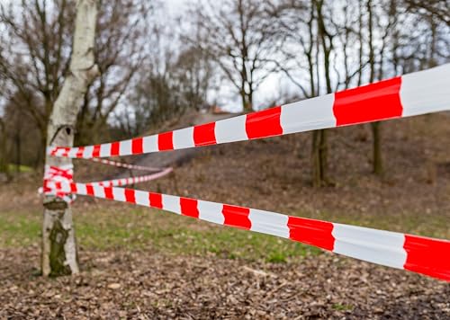 La cordeline Warnband, rot und weiß, 50 mm x 500 m, LDPE, hohe Sichtbarkeit, nicht klebend, für Baustellen und begrenzte Bereiche