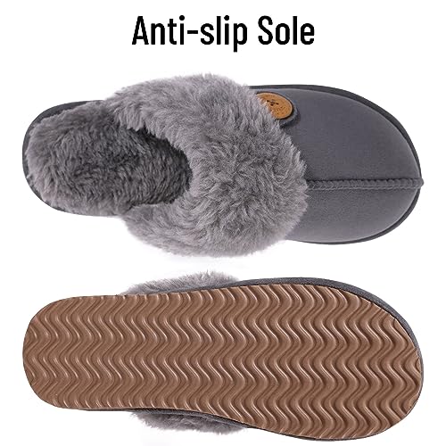 Image of Litfun Women's Fuzzy Memory Foam Slippers Fluffy Winter House Shoes Indoor and Outdoor