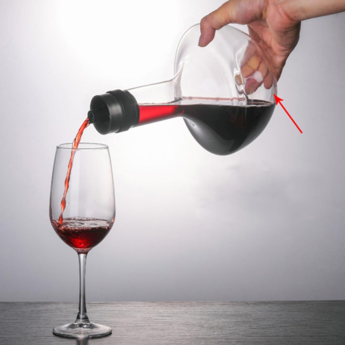 iplusmile Decanter Facile da Impugnare e Pulire per Vino in Vetro Soffiato Artigianalmente da 1000ml Forma Curva Raffinata per Degustazioni Domestiche