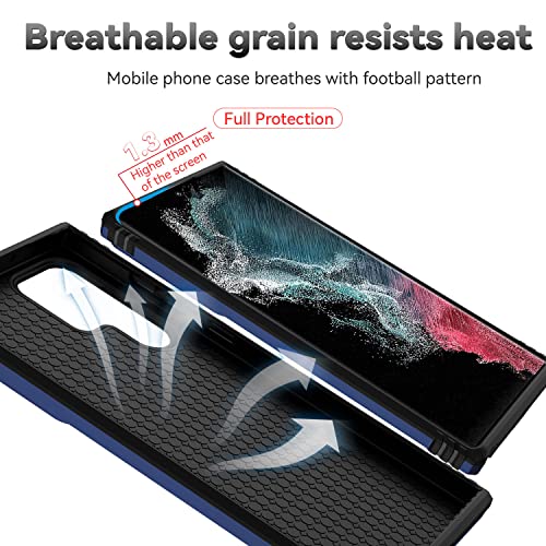 for Samsung Galaxy S22 Ultra Case with Camera Lens Cover HD Screen Protector,Military-Grade Drop Tested Magnetic Ring Holder Kickstand Protective Phone Case for Samsung Galaxy S22 Ultra 5G (Navy Blue) - image 9
