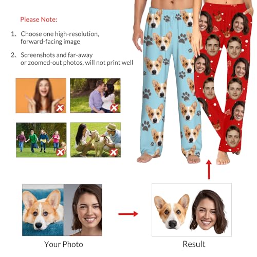 Personalized Pajamas Pants for Men Women Custom Pajama Pants with Photo Face Create Your Own Funny Pet Pj Pants3