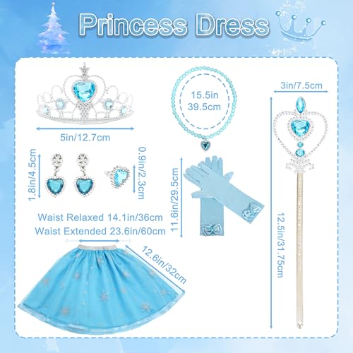 Sincere Party Girls Princess Costume Accessories Fancy Dress Up Cosplay Exquisite Match Sets,Elsa Dress Up Tutu Set for Girls 3-8yrs blue - Image 4