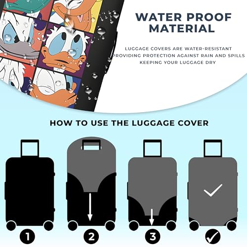 Image of Kraptick Printed Luggage Cover - Suitcase Cover with Double Opening Design, Travel Suitcase Cover for Protection, Protective Elastic Trolley Cover, Travel Bag Cover with Duck Printed Design (Large)