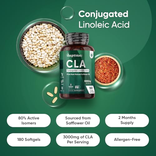 WeightWorld CLA Softgels | 3000mg per Serving | 80% Active Isomers | 180 Vegan CLA Softgels | Gluten-Free | 2 Months Supply | Made in EU - Image 3