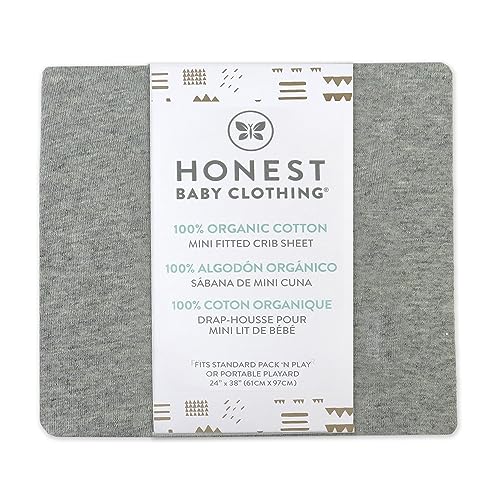 Image of HonestBaby Unisex-Baby Fitted Mini Crib Sheets Set Standard Mattress, 100% Organic Cotton Baby Boys, Girls, Neutral, 2 Pack - Bright White, One Size