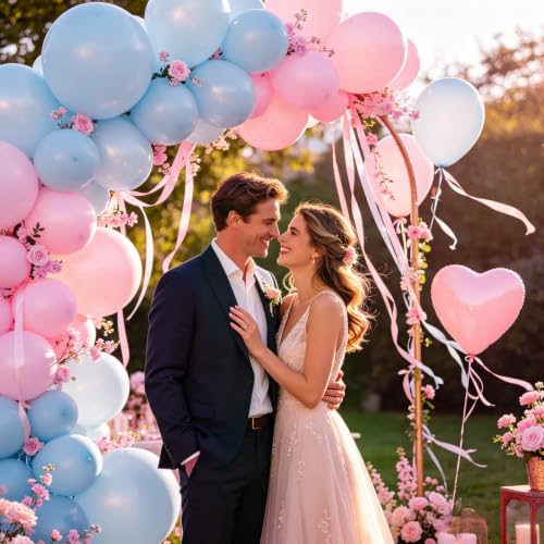 Image of 68Pcs Pink and Blue Latex Balloons, 12 Inch Pink Blue Gender Reveal Balloons for Boy or Girl Gender Reveal Birthday Party Baby Shower Anniversary Decorations.