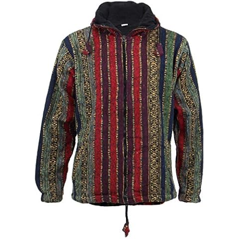 LOUDelephant Fleece Lined Brushed Cotton Hooded Jacket Cardigan - Red, Green & Navy (Large) Cover