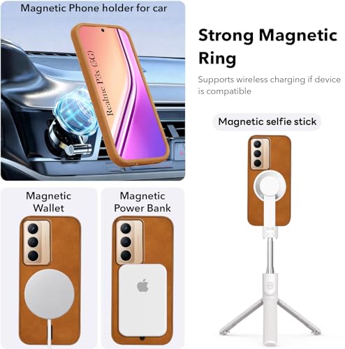 Image of Jkobi Leather Finish Back Cover Case for Realme P3x (MagSafe Compatible Wireless Charging | Soft Touch | Camera Bump Protection)
