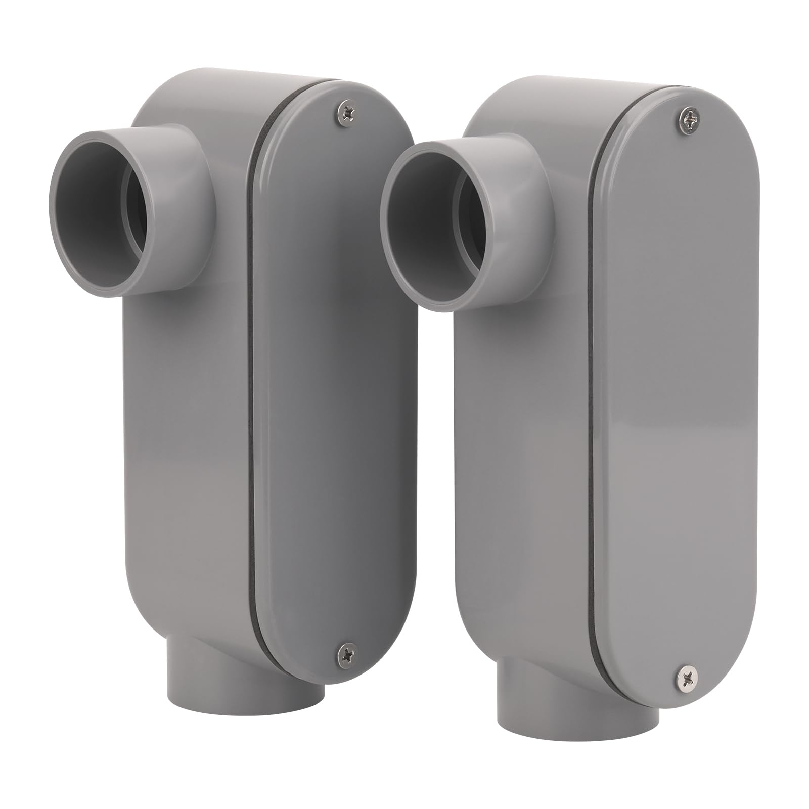Photo 1 of CKVIHAV 2Pack 1-1/4 Inch Rigid PVC Conduit Body Type LR (Slip x Slip) 1.25Inch PVC Conduit Bodies LR Type with Cover and Gasket, Gray