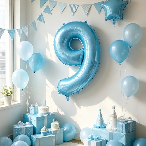 Image of Pastel Blue 3 Balloon Number, Light Blue 3 Balloons for Birthday Party | Number 3 Balloon,40 Inch,Pastel Blue,Helium-fillable,3 Foil Mylar Balloons,for Birthday Party Anniversary Decorations
