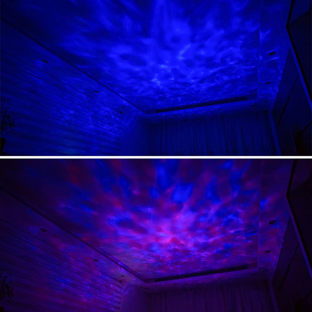 Proyector de ondas oceánicas con altavoz de música LED, lámpara de cielo estrellado para dormitorio, iluminación de estado de ánimo con patrón de agua