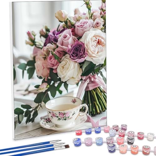 �������G �� �����L�b�g�ɂ��G�� �K�N Paint by Numbers DIY�y�C���g ��l�� ���S�� �q���p �ȒP�ɓh��� �A�N�������ʊG�̋� ��| ��� ��H�| �L�b�g 3�̃y�C���g�u���V��1�̃Z�b�g�̃A�N�����痿���g�p �z�[�� �I�t�B�X���� 