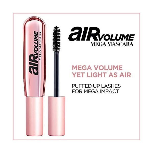 LOreal-Paris-Lightweight-Mega-Volume-Washable-Mascara-Black-Washable-Black-03-Fl-Oz L'Oreal Paris Makeup Air Volume Mega Mascara, Lightweight & Long-lasting Volumizing Mascara for Voluminous Eyelashes, Washable Black, 0.3 Fl Oz