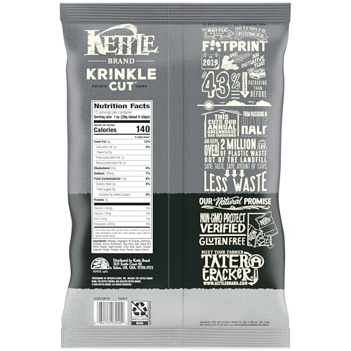 Image of Kettle Brand Krinkle Cut Salt and Fresh Ground Pepper Potato Chips, 13 Ounce (Pack of 9)
