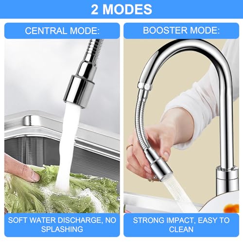 APOMOONS 20 Cm Wasserhahn Verlängerung, Hahnverlängerung mit 2 Modi der Wasserabgabe, Wasserhahnverlängerung mit 2 Wasserhahn Adapter, Armatur Verlängerung für Küchen, Bädern, Waschbecken