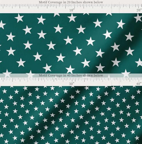 Image of Soimoi Green Cotton Cambric Fabric Stars Star Print Fabric by The Meter 42 Inch Wide