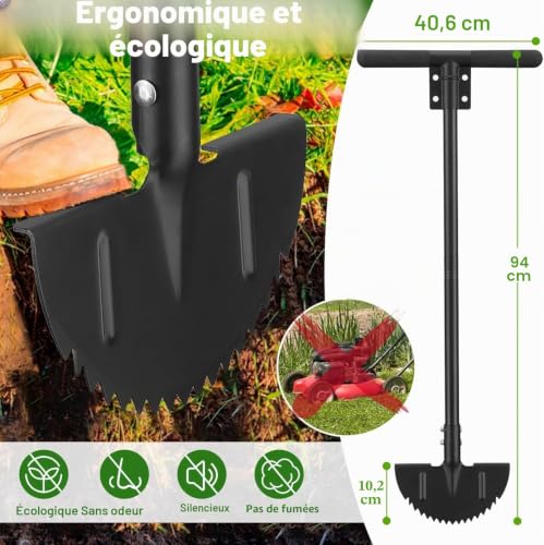 FLY HAWK Coupe Bordure Manuelle, 91cm Outil de Bordure de pelouse Manuel avec Poignée en T, pour Paysages, Allées, Parterres de Fleurs, Trottoirs, Terrasses/Noir – vue 6
