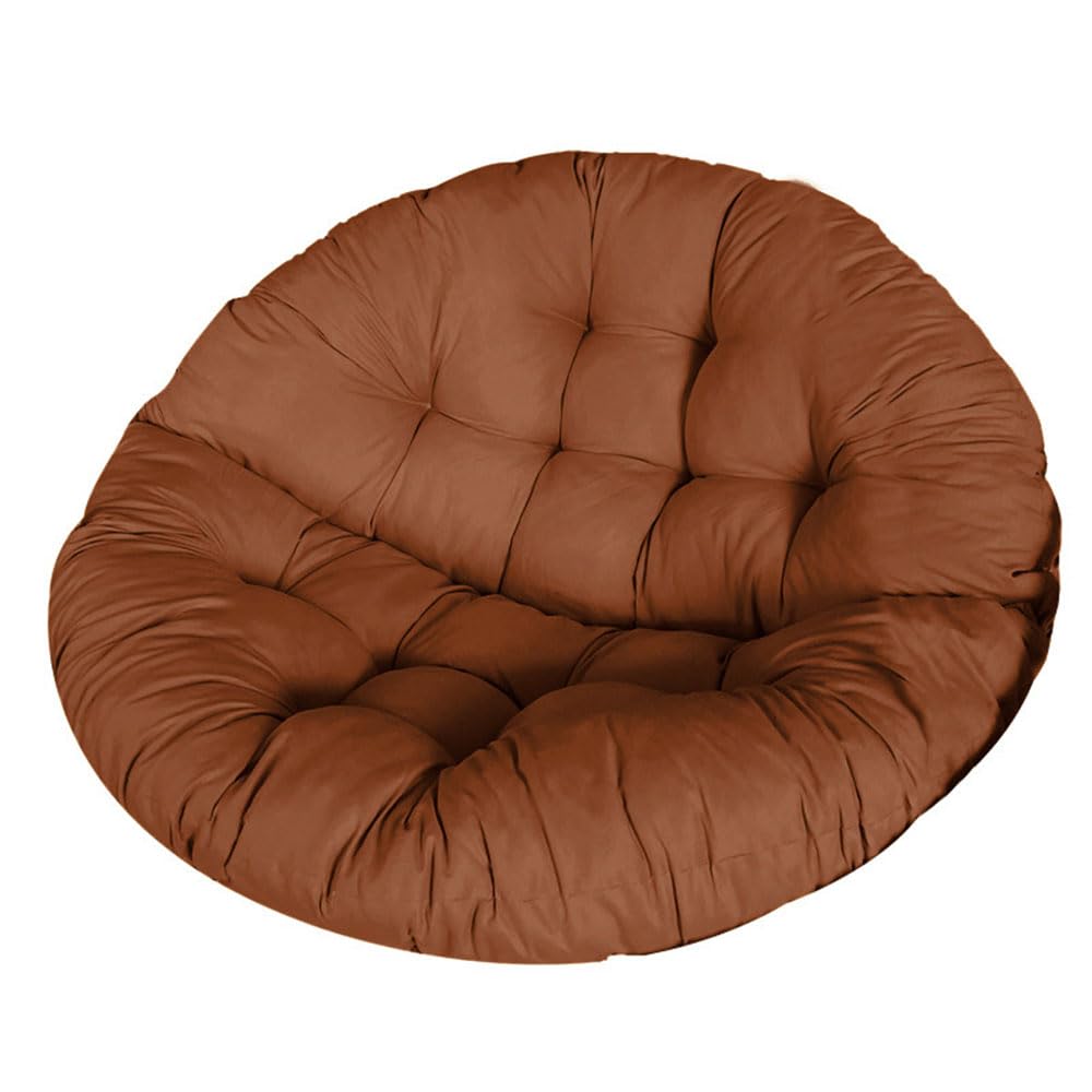 Surwin Papasan Chair Cushions, 110cm Thick Round Chair Cushions Hammocks Swing Pads, Papasan Round Chair Cushions with Fixing Straps, Outdoors Indoor Egg Chair Cushion (Brown)