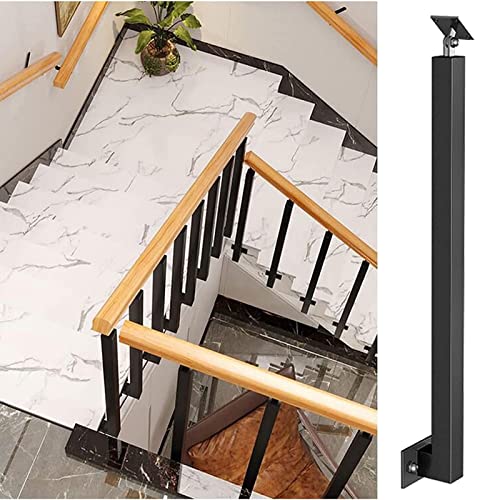 Mains Courantes pour Escaliers Poteau De Rampe D'escalier À Montage Latéral Avec Support D'angle Réglable, Colonne De Rampe De Pont En Fer Carré Noir For Couloir/bord De Piscine/garage, 31/33/35/37/39