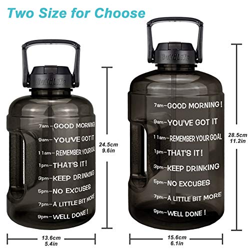 Image of QuiFit 1 Gallon Water Bottle - with Straw & Motivational Time Marker Leak-Proof BPA Free Reusable Gym Sports Outdoor Large(128OZ /73OZ) Capacity Water Jug