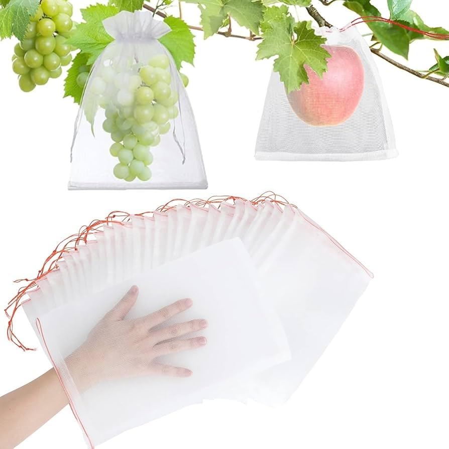 Fruit Net Cover for Plants | Fruit Protection Bags with Drawstring |Breathable, UV-Resistant, Eco-Friendly Garden Net | Insect & Pest Protection Bags for Fruits & Vegetables (50, 8x12 inch)-image-21