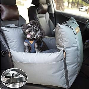 QUEENS NOSE Durable Dog Car Seat with Front Back Protection Dog Booster Seat with 2 Adjustable Dog Leashes for Dog Harness with Belts Dog Bed Pet Car Seat with Carrier Handles for Small Medium