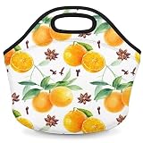 Orange Neoprene Lunch Bag Reusable Insulated Lunch Box Soft Lightweight Lunch Tote Bag for Women Men