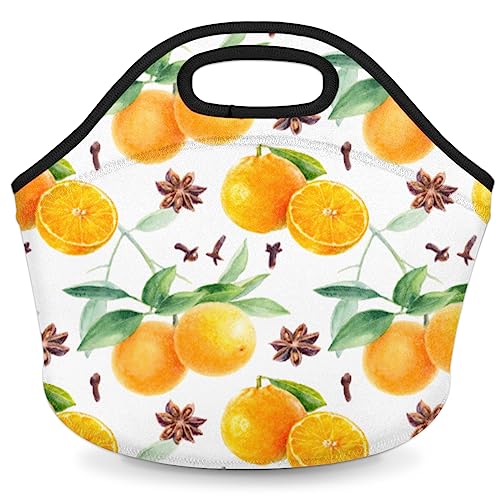 Orange Neoprene Lunch Bag Reusable Insulated Lunch Box Soft Lightweight Lunch Tote Bag For Women Men Work Office Washable Meal Prep Bags #TOP17